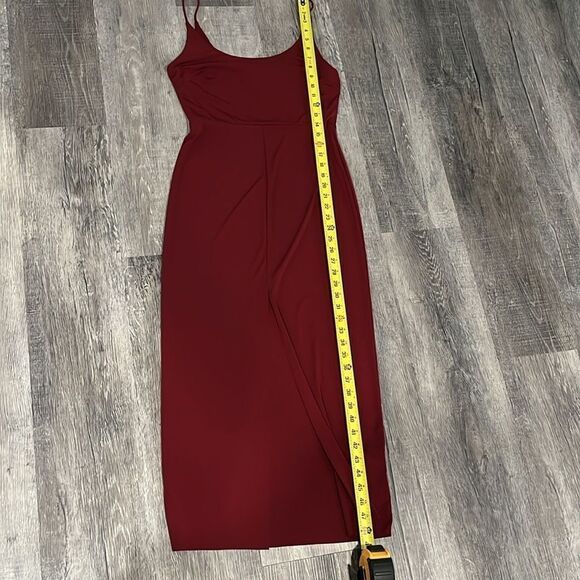 LUSH NWT high front slit slip dress burgundy - small - Picture 7 of 9